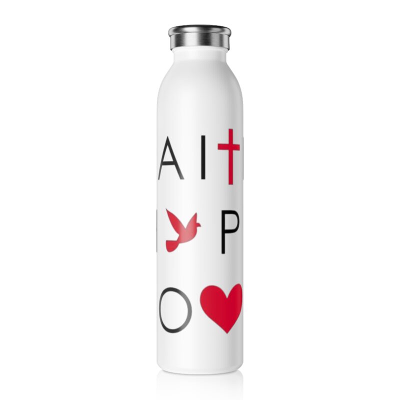 faith hope love slim water bottle — christian cross & dove stainless steel bottle