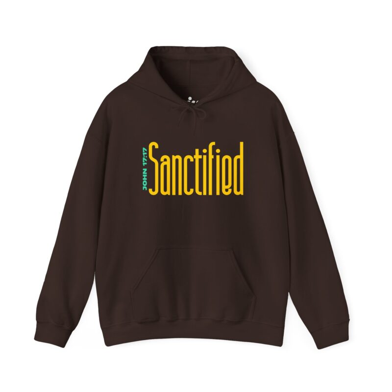 sanctified script hoodie – minimal faith graphic pullover