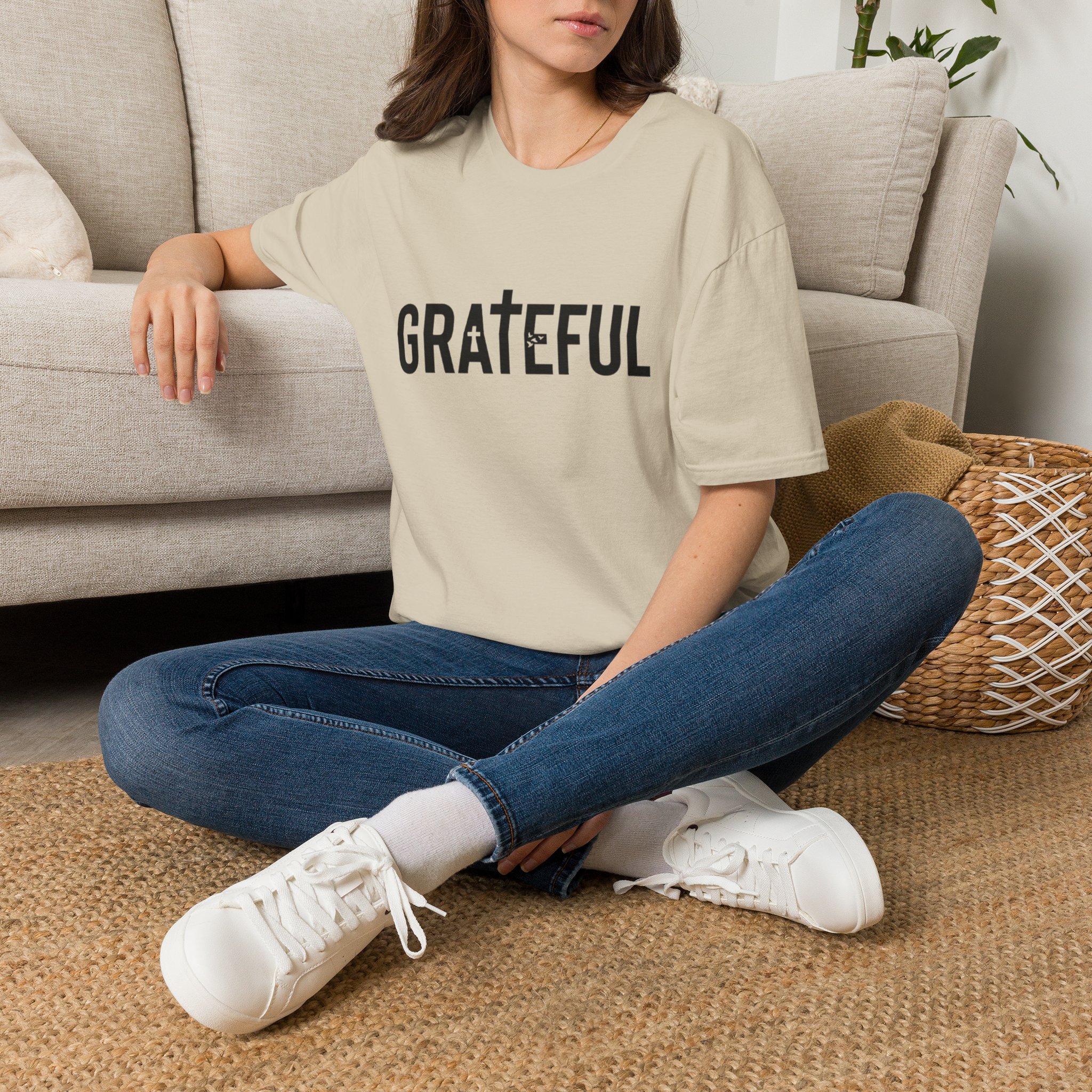 grateful cross lettering tee jirehwear| christian t shirt grateful cross lettering tee jirehwear| christian t shirt