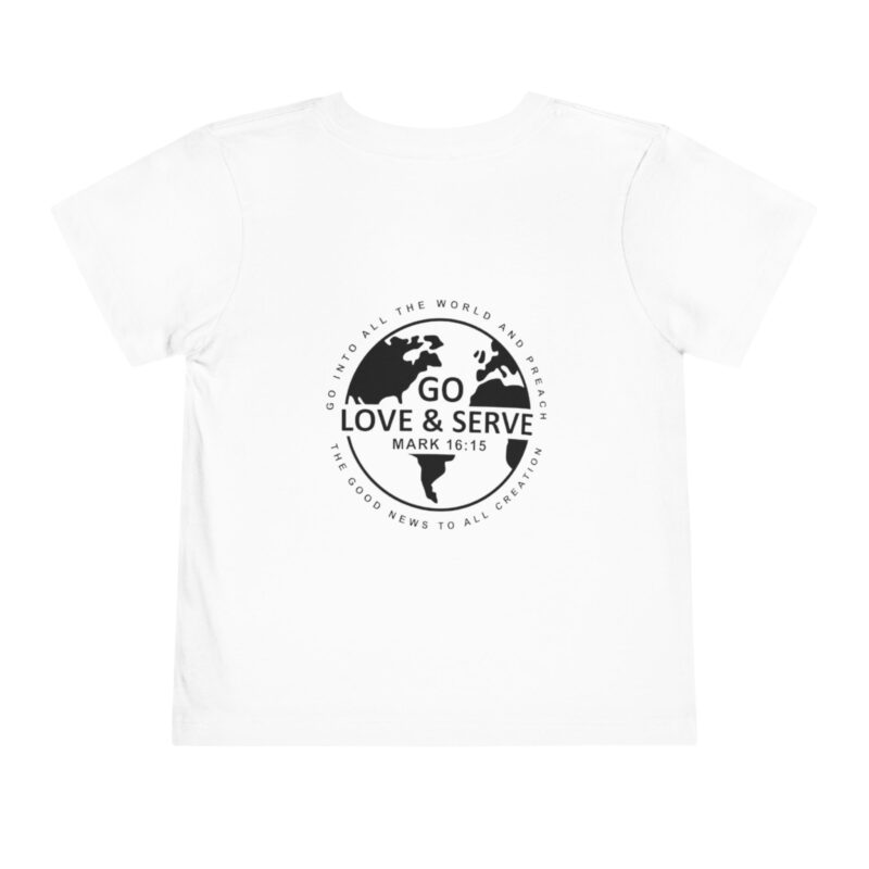 Home toddler tee — "go love & serve" mission globe kids shirt