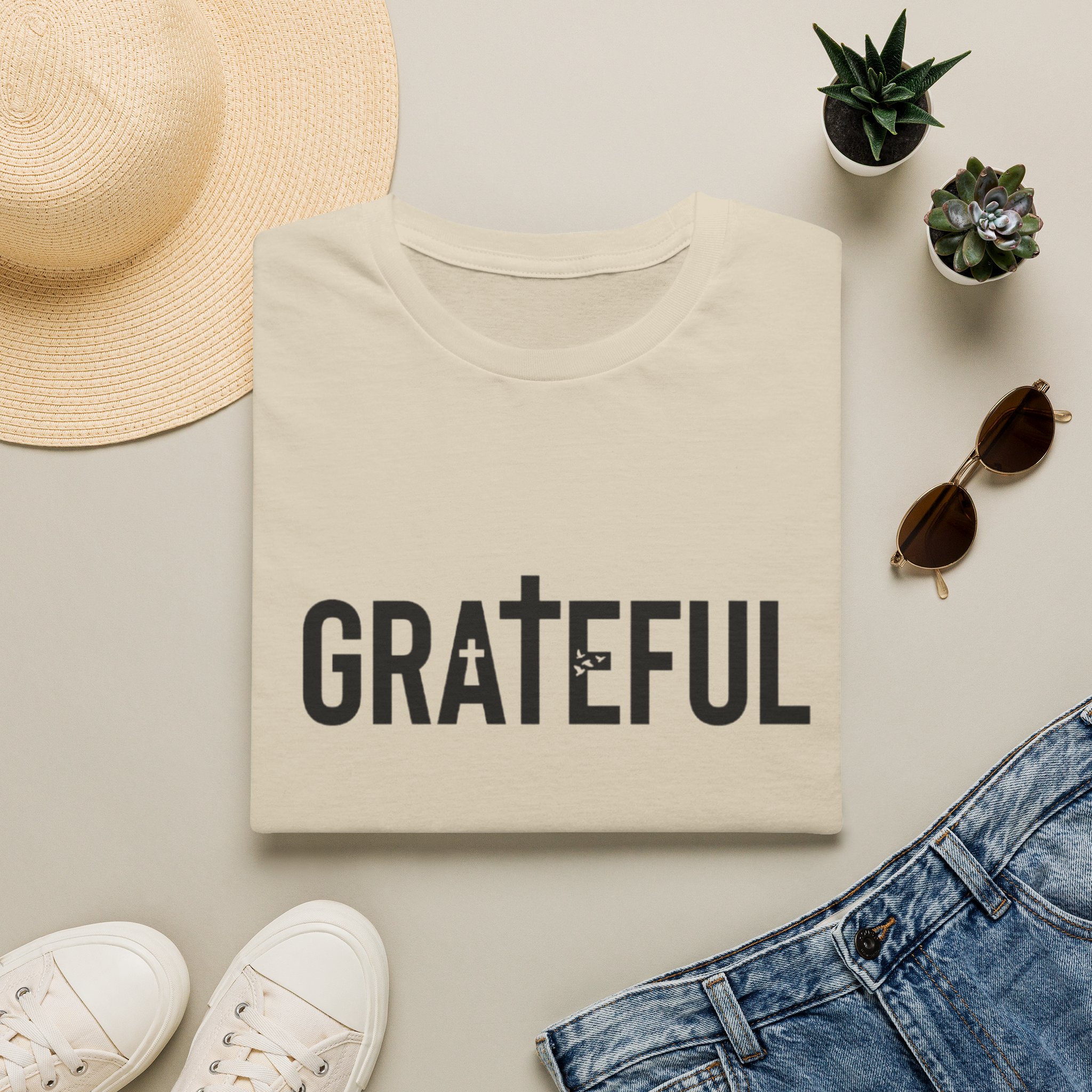 grateful cross lettering tee jirehwear| christian t shirt grateful cross lettering tee jirehwear| christian t shirt