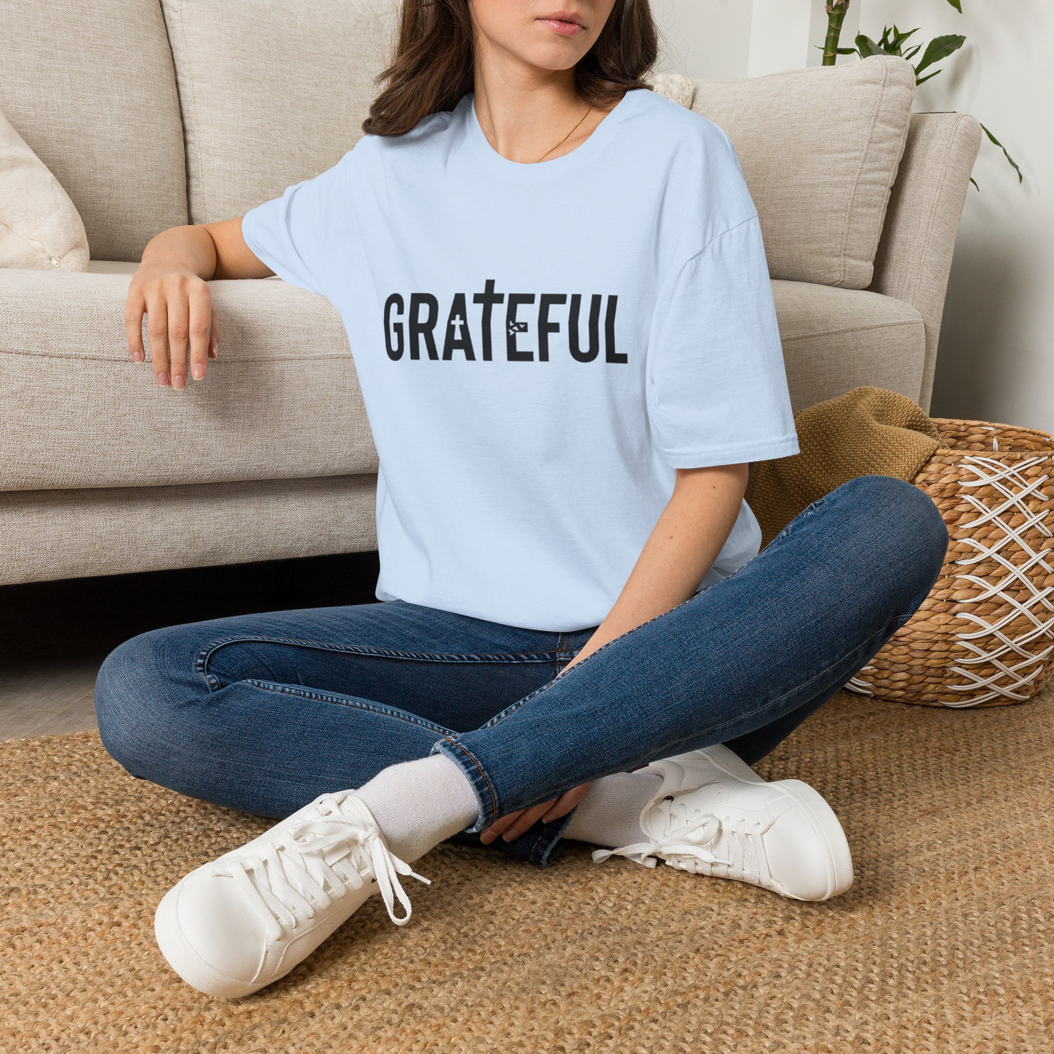 grateful cross lettering tee jirehwear| christian t shirt grateful cross lettering tee jirehwear| christian t shirt