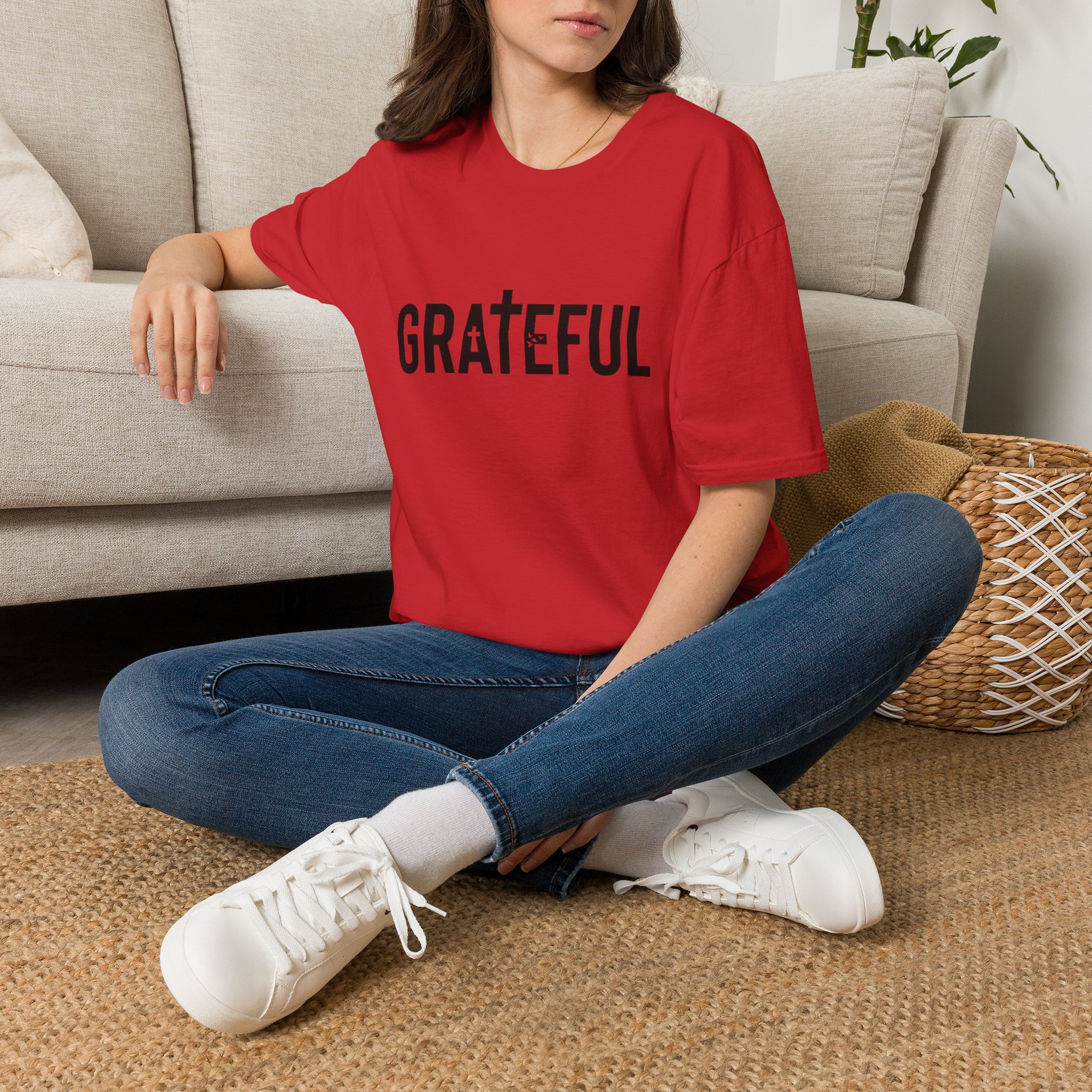 grateful cross lettering tee jirehwear| christian t shirt grateful cross lettering tee jirehwear| christian t shirt