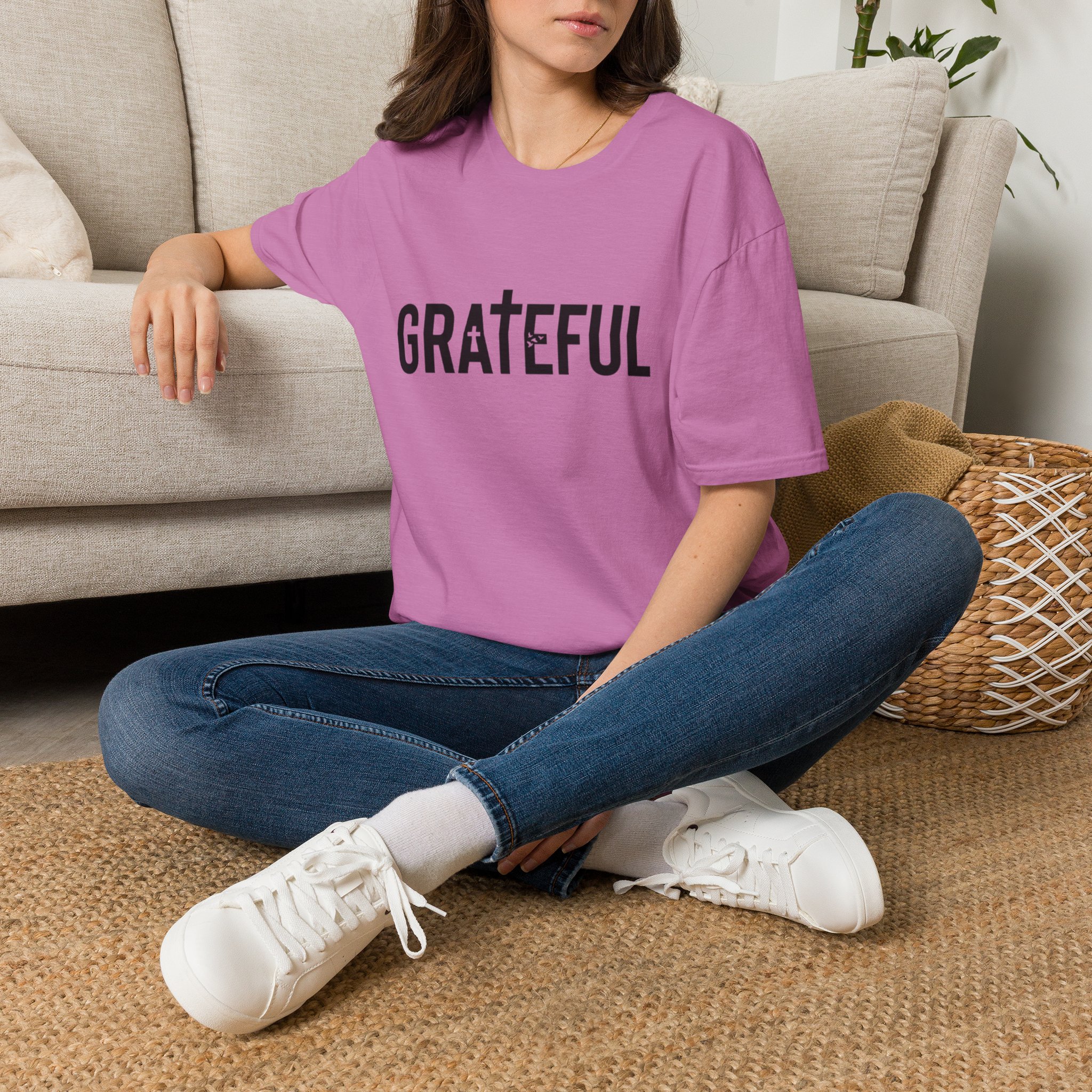 grateful cross lettering tee jirehwear| christian t shirt grateful cross lettering tee jirehwear| christian t shirt