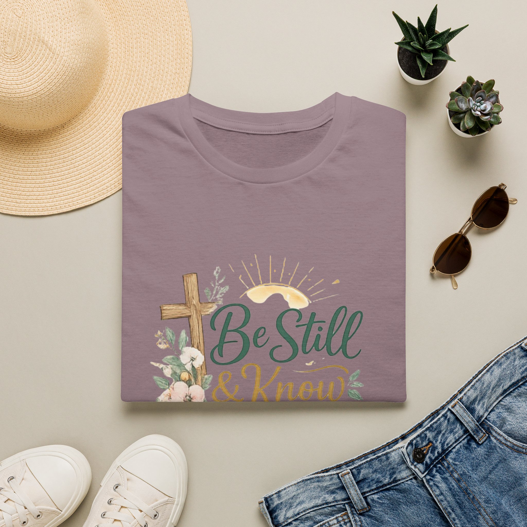 be still & know t‑shirt — christian faith psalm 46:10 floral cross tee be still & know t‑shirt — christian faith psalm 46:10 floral cross tee