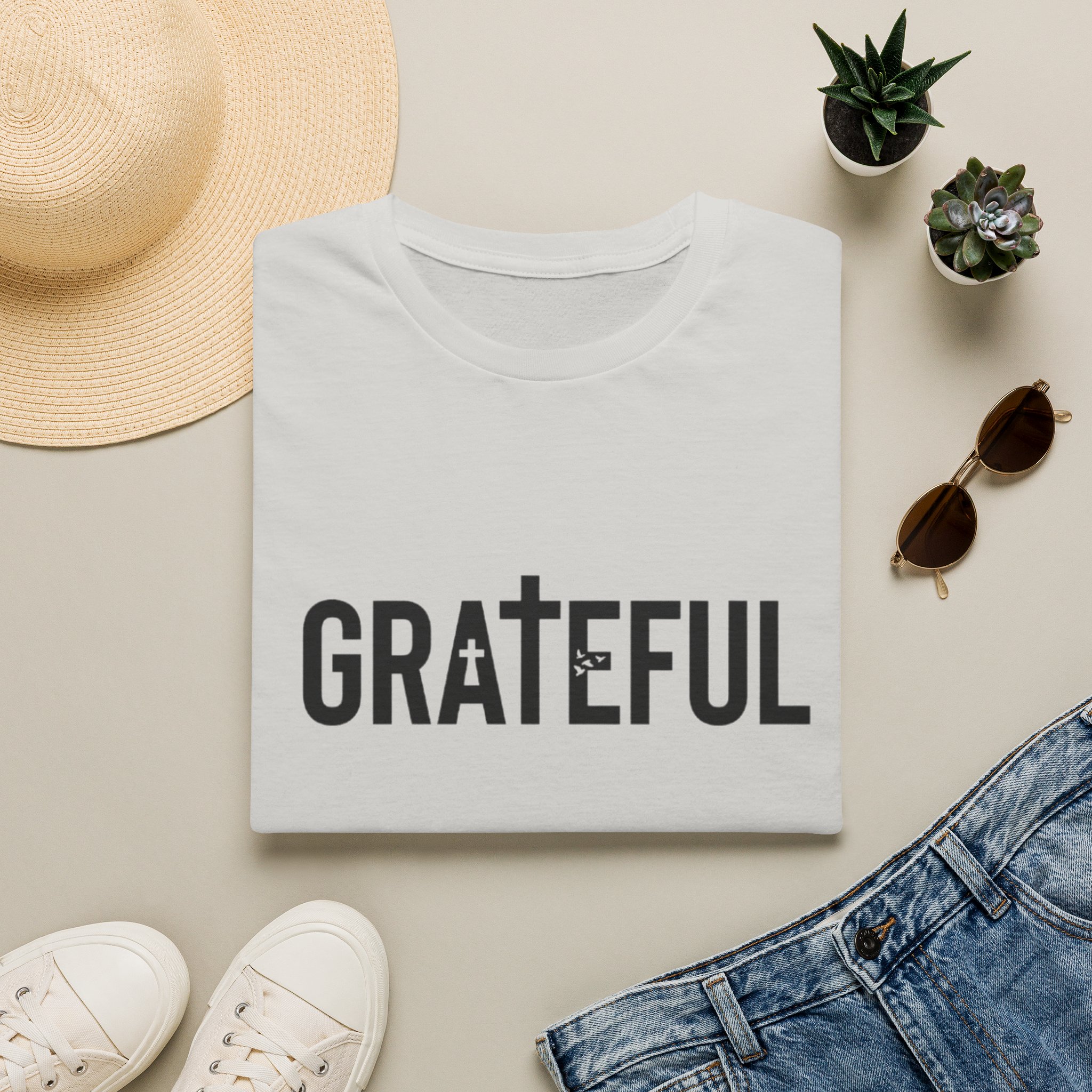 grateful cross lettering tee jirehwear| christian t shirt grateful cross lettering tee jirehwear| christian t shirt