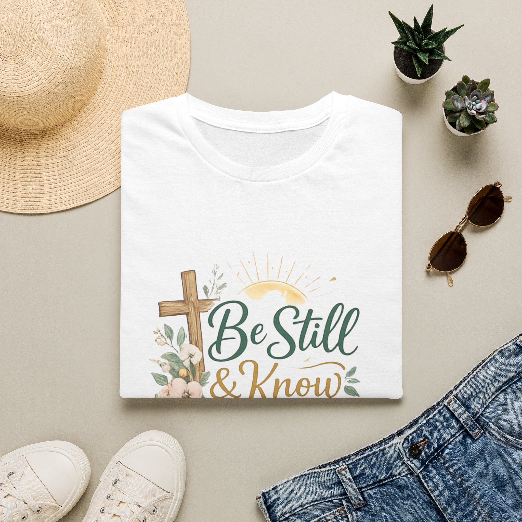 be still & know t‑shirt — christian faith psalm 46:10 floral cross tee be still & know t‑shirt — christian faith psalm 46:10 floral cross tee