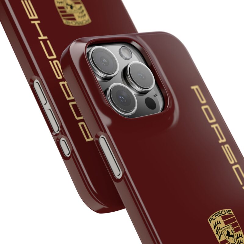 slim phone case — burgundy gold crest