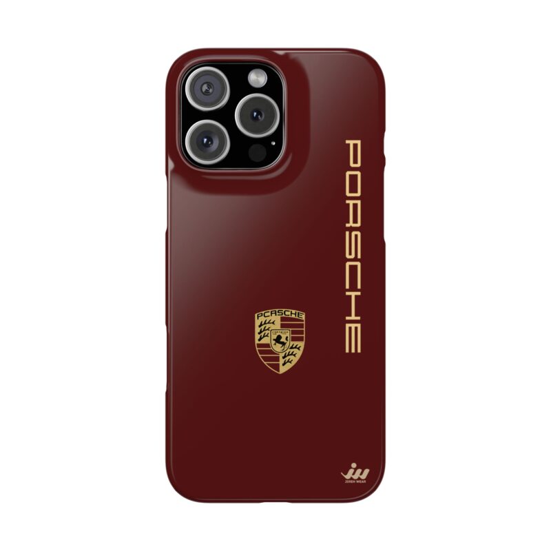 slim phone case — burgundy gold crest