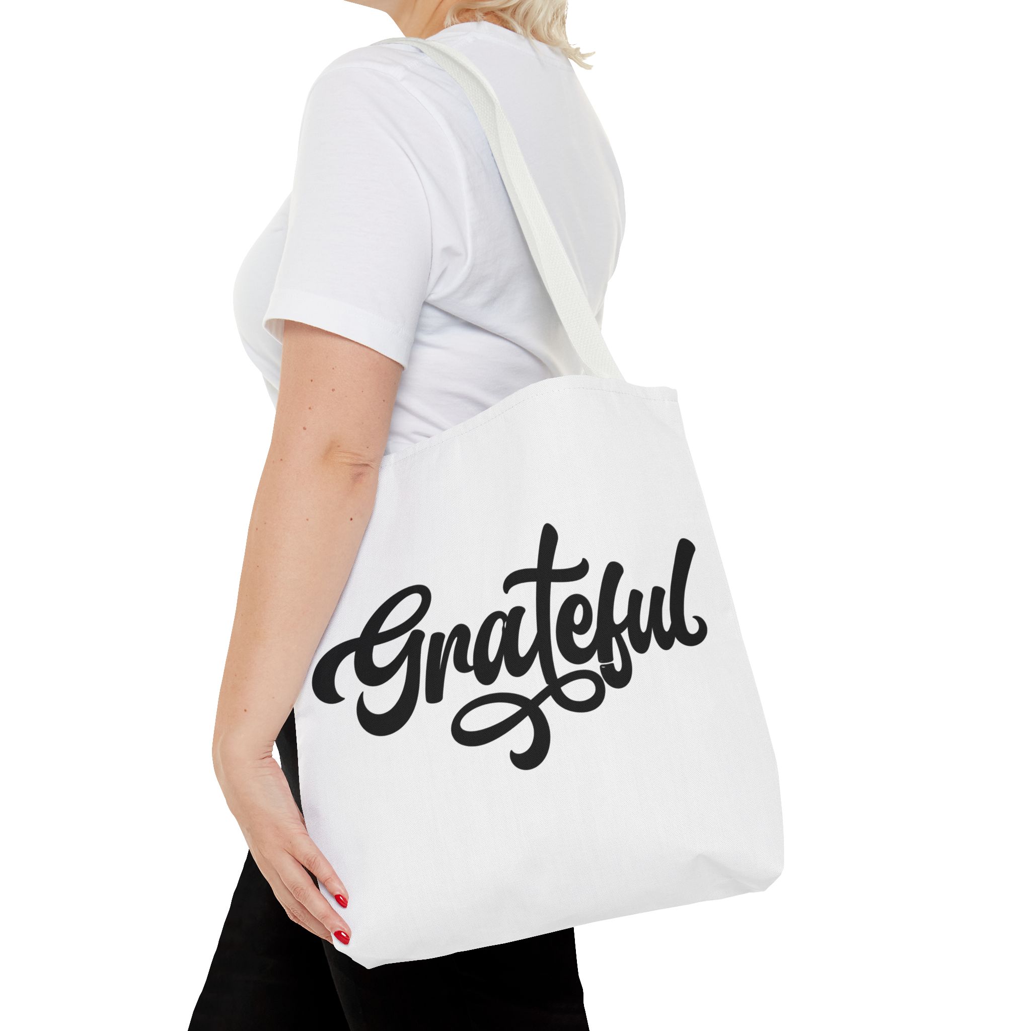 grateful script tote bag – inspirational everyday canvas tote grateful script tote bag – inspirational everyday canvas tote