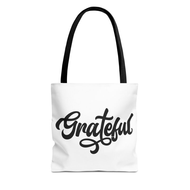 grateful script tote bag – inspirational everyday canvas tote