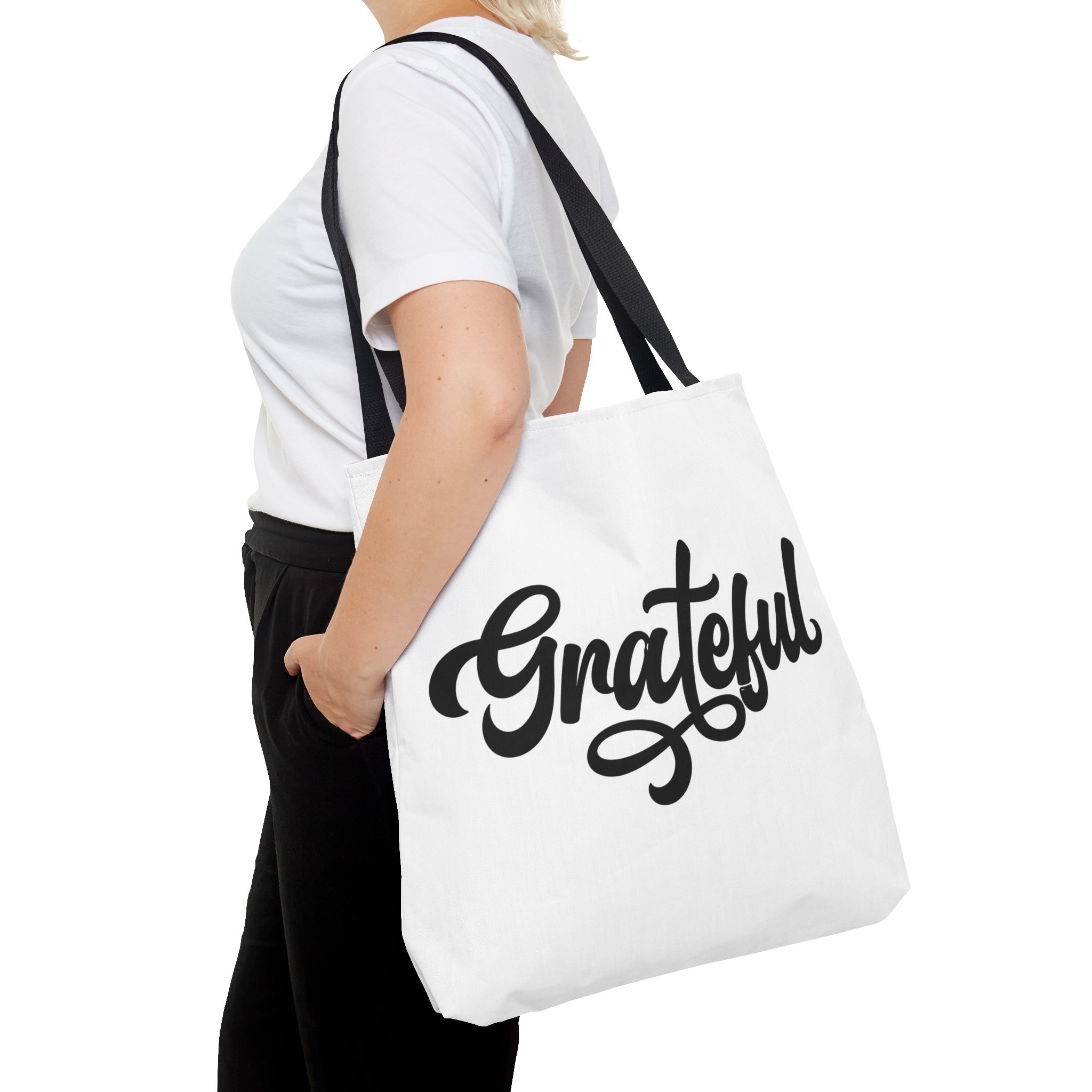 grateful script tote bag – inspirational everyday canvas tote grateful script tote bag – inspirational everyday canvas tote