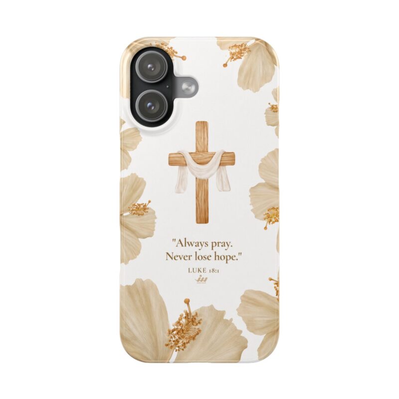 christian cross floral slim phone case