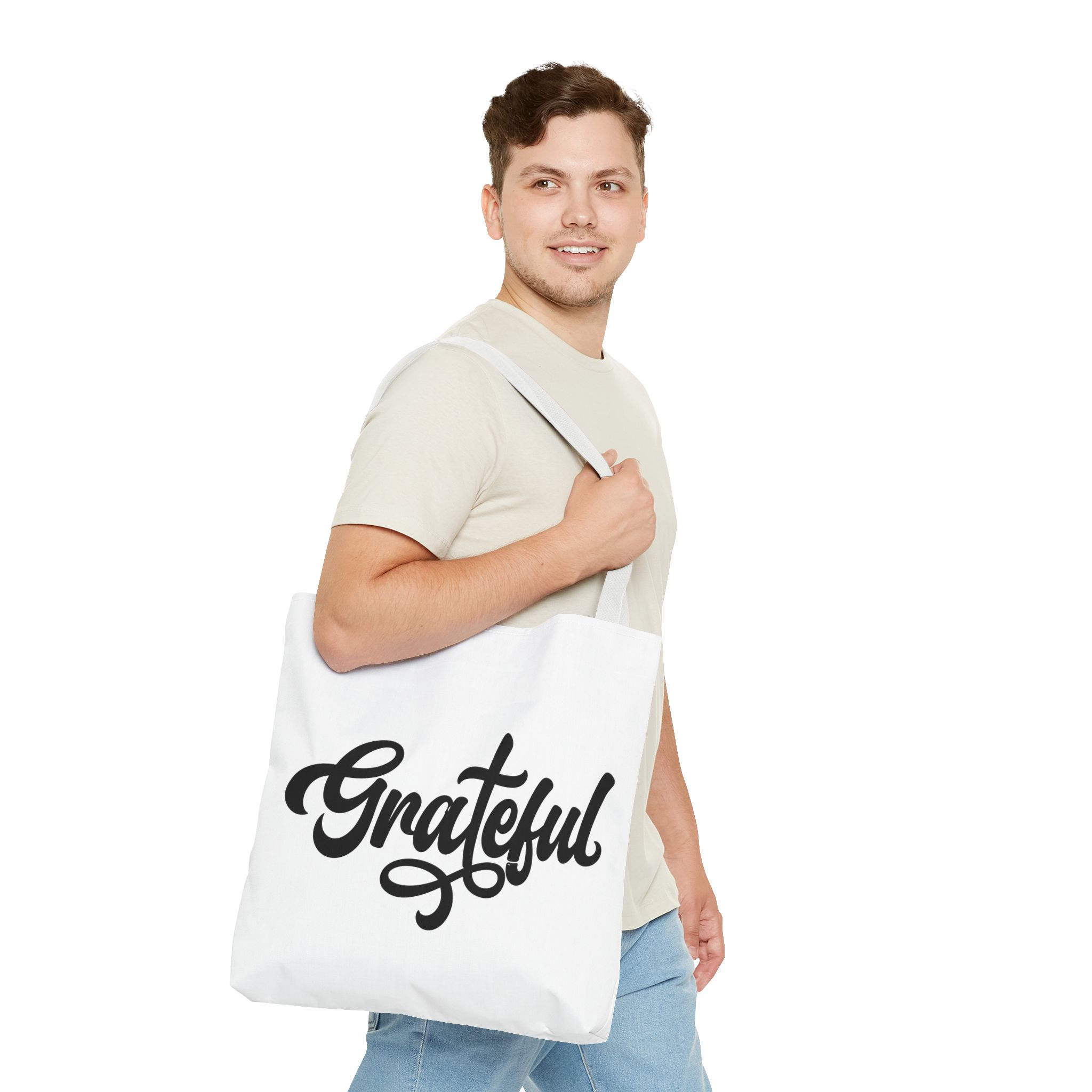 grateful script tote bag – inspirational everyday canvas tote grateful script tote bag – inspirational everyday canvas tote