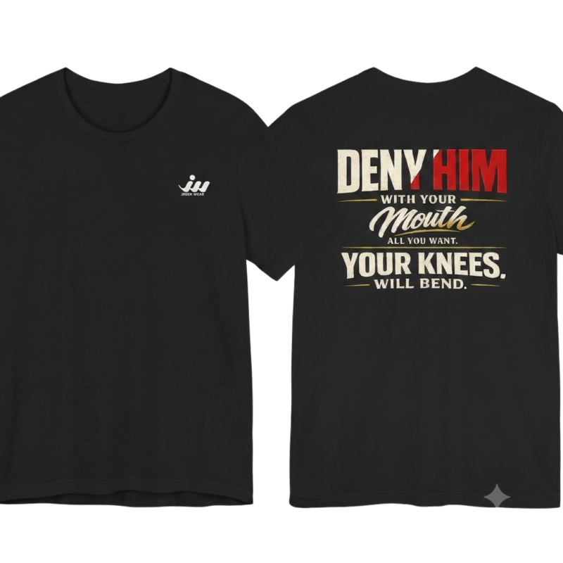 Home -v1 deny him with your mouth | christian t shirt