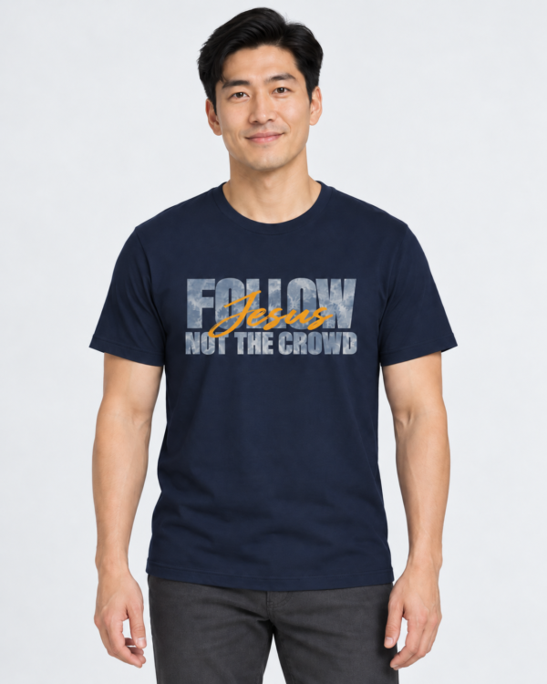 asian man in navy graphic tee